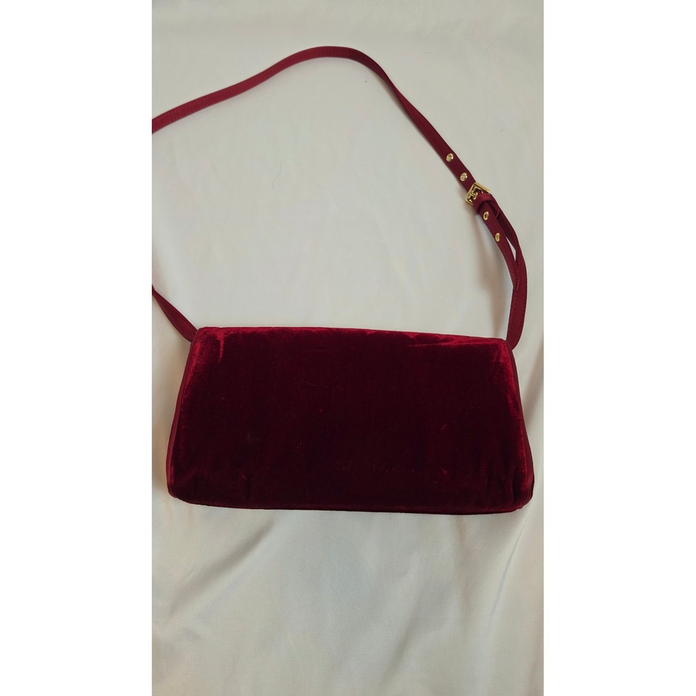 J. Crew Burgundy Velvet Baguette Bag Y2K Shoulder Bag Holiday Evening Purse NWT - Picture 2 of 6